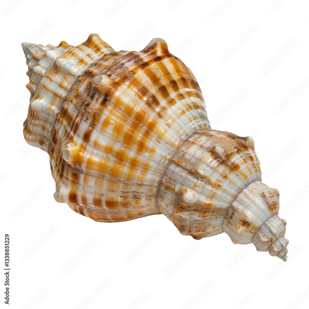 Poster detailed close-up of a beautifully patterned seashell showcasing intricate textures and natural colo