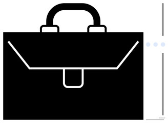 Black briefcase with handle and clasp closure symbolizes work, career growth, business, or employment. Ideal for professionalism, strategy, entrepreneurship, productivity, planning management