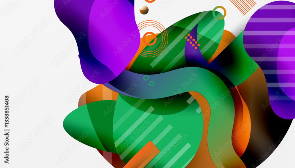 Poster abstract liquid shapes and lines background
