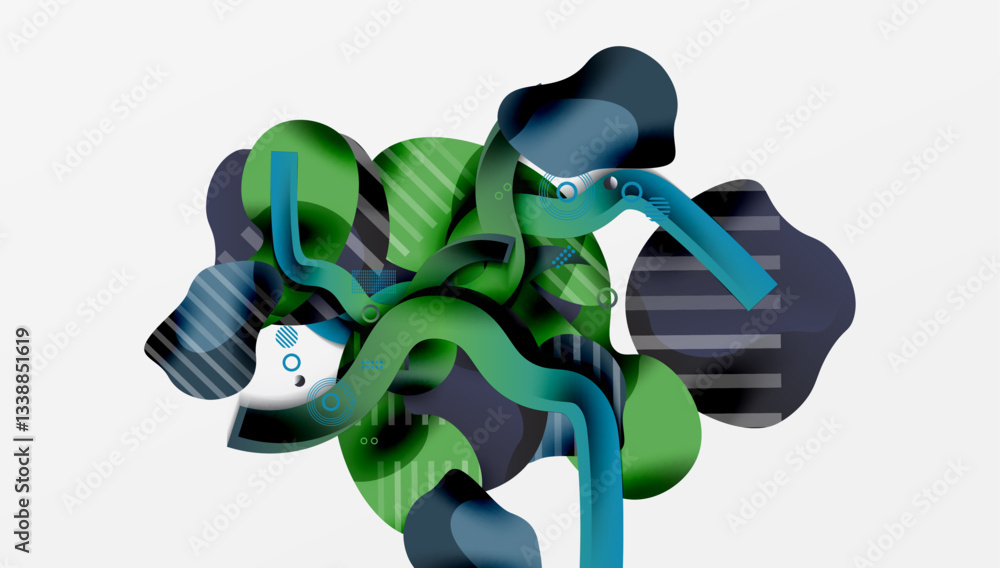 Poster abstract liquid shapes and lines background