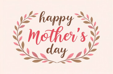 Greeting card with the inscription happy mother's day. Flowers on the pink background. Festive concept. Mother's Day greeting card
