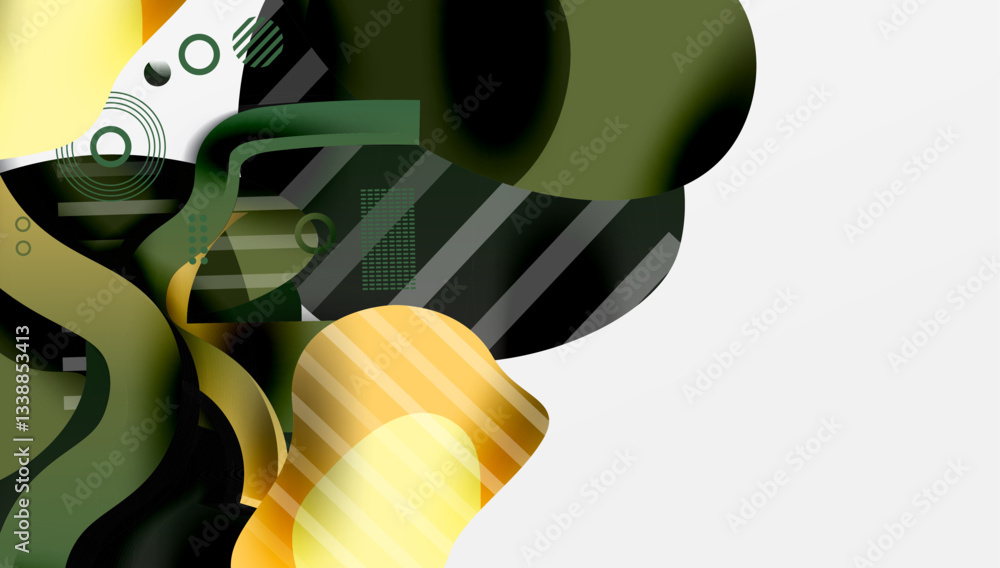 Poster abstract liquid shapes and lines background