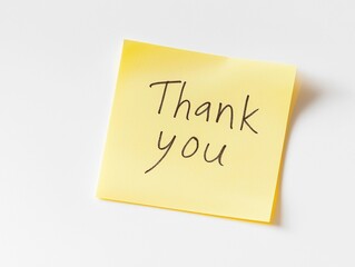 A Single Yellow Sticky Note With The Words Thank