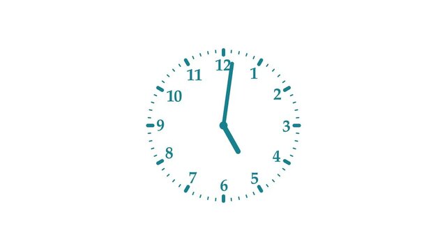 Minimalist simple clock isolated animation without rim on white background