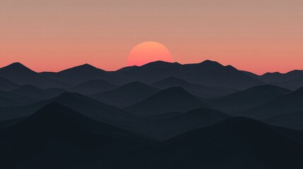 Fototapeta premium Sunset over rolling mountains.