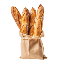baguette bread with lunch paper bag transparent background 