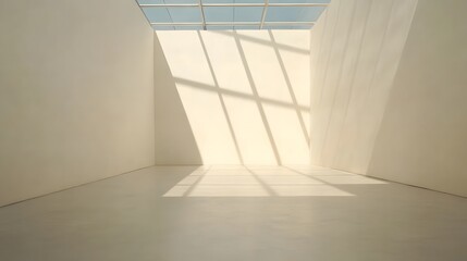 Sunlit Minimalist Room Interior Design with Skylight Shadows