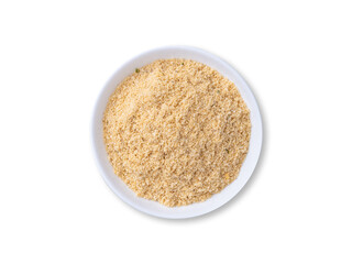 Farofa, typical brazilian manioc flour side dish, isolated over white background