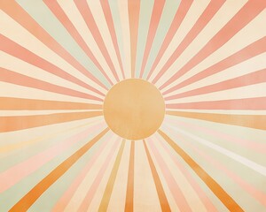 Minimalist linear sunburst with a soft, warm pastel palette