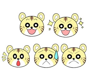 トラのアイコンイラスト表情セット