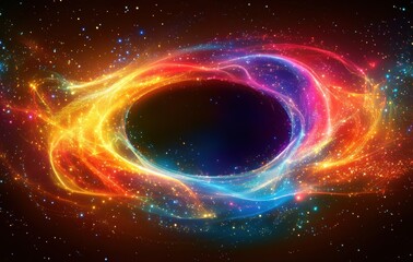 Obraz premium A colorful galaxy with a black hole in the middle