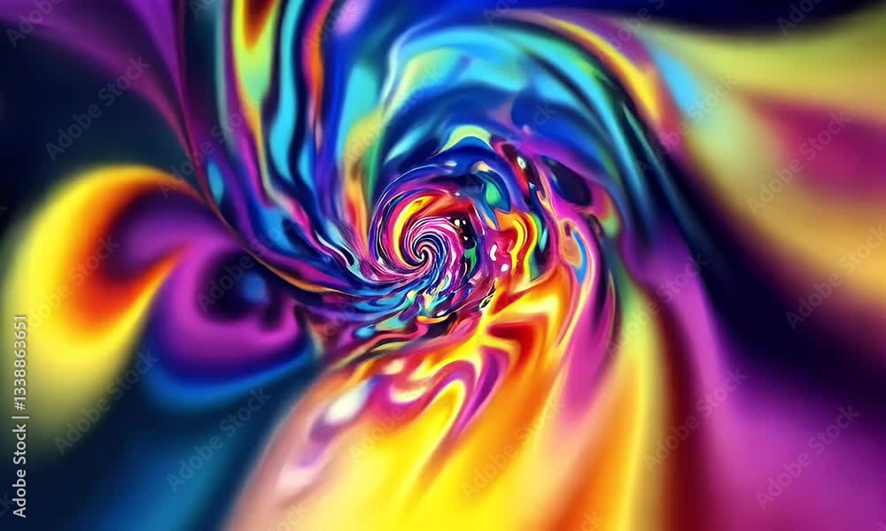 Poster Abstract Rainbow Swirl Kaleidoscope Vibrant Fluid Shapes and Colors Description Hypnotic swirl of vibrant rainbow colors creating an abstract kaleidoscope pattern. Fluid, dynamic shapes flow and