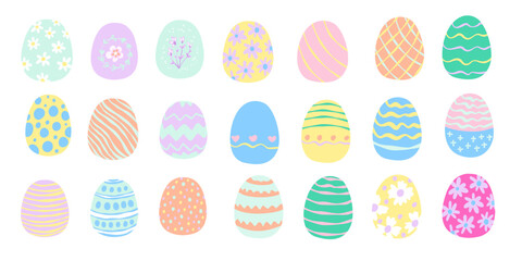 Bundle set of cute rabbit bunny easter pastel color with green bushes and eggs vector graphic illustration