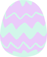Cute egg graphic design elements in pastel color for easter day with flora flower, wave line, ribbon, heart, or circle elements