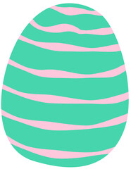 Cute egg graphic design elements in pastel color for easter day with flora flower, wave line, ribbon, heart, or circle elements