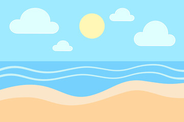Summer with beach landscapes background, vector illustration 