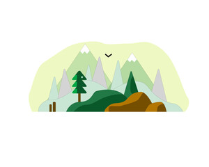 Wild and Rocky Mountain vector illustration 