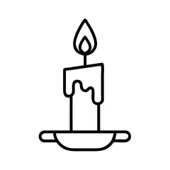 Candle with melting wax in minimal style on a white background  