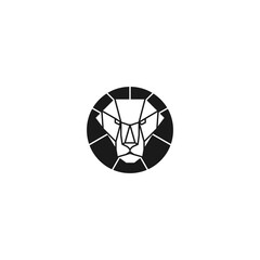 Geometric Lion Head Icon Black and White Minimalist Design