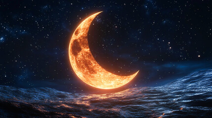 Fototapeta premium Holy Ramadan Kareem moon. Month of fasting for Muslims. illustration