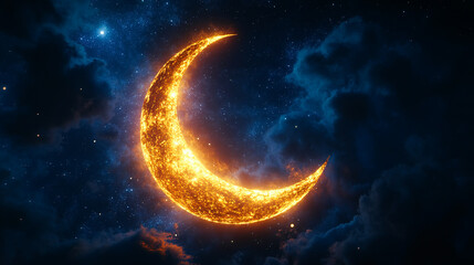 Holy Ramadan Kareem moon. Month of fasting for Muslims. illustration