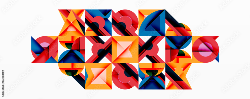 Poster minimal geometric abstract background. circle square and triangle design