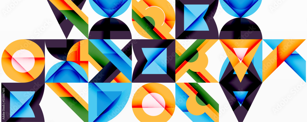 Poster minimal geometric abstract background. circle square and triangle design