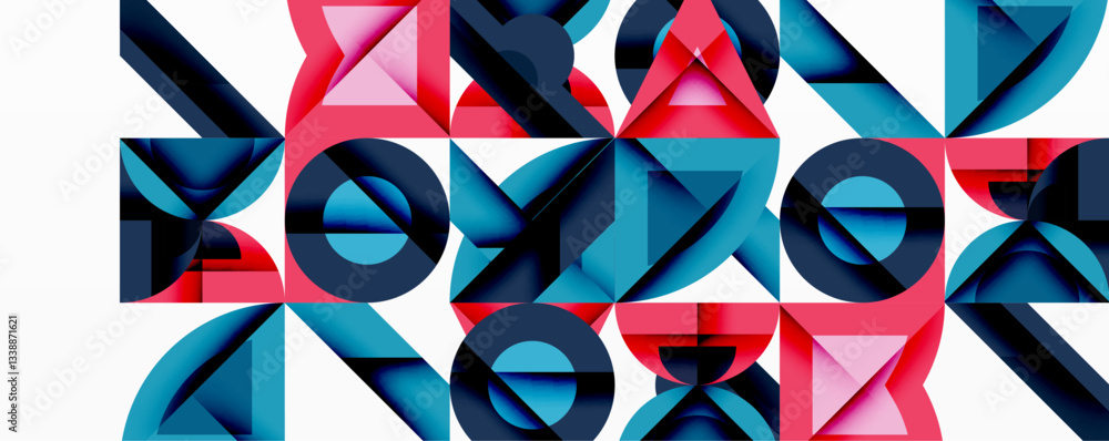 Poster minimal geometric abstract background. circle square and triangle design