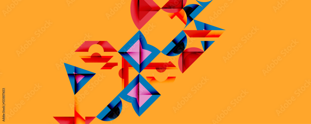 Poster minimal geometric abstract background. circle square and triangle design