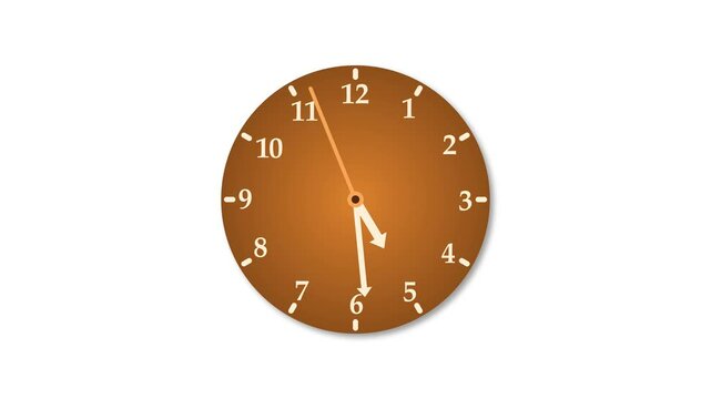 Minimalist analog clock animation, A simple clock face with white hour and minute hands on a black background