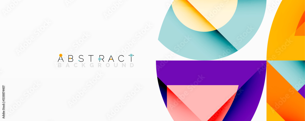 Poster Abstract geometric composition with interlocking circular and angular shapes, featuring smooth gradients and sharp contrasts on a white background