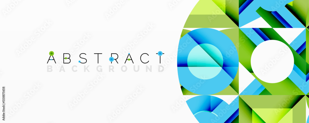 Aufkleber Abstract geometric composition with interlocking circular and angular shapes, featuring smooth gradients and sharp contrasts on a white background
