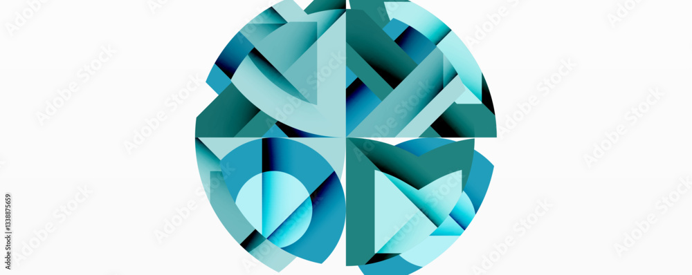 Poster circles, semi circles, squares and round triangles. geometric mosaic style pattern abstract backgrou