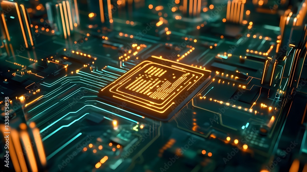 Poster a cyberpunk metropolis with ai-designed architecture and intricate digital billboards