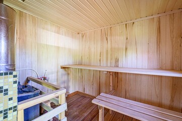 standard interior wooden bath, sauna, steam room
