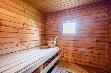 standard interior wooden bath, sauna, steam room