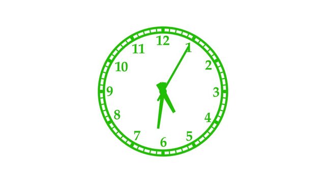 Minimalist Black Clock Face, A simple face with white numbers and hands clock animation on white background