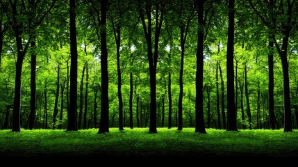 Obraz premium Exploring lush greenery forest exploration nature landscape tranquil environment wide-angle view serenity