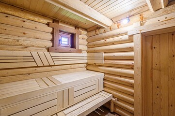 standard interior wooden bath, sauna, steam room