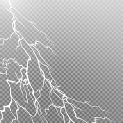 Set of lightnings. Thunder-storm and lightnings. Magic and bright lighting effects. Vector Illustration	