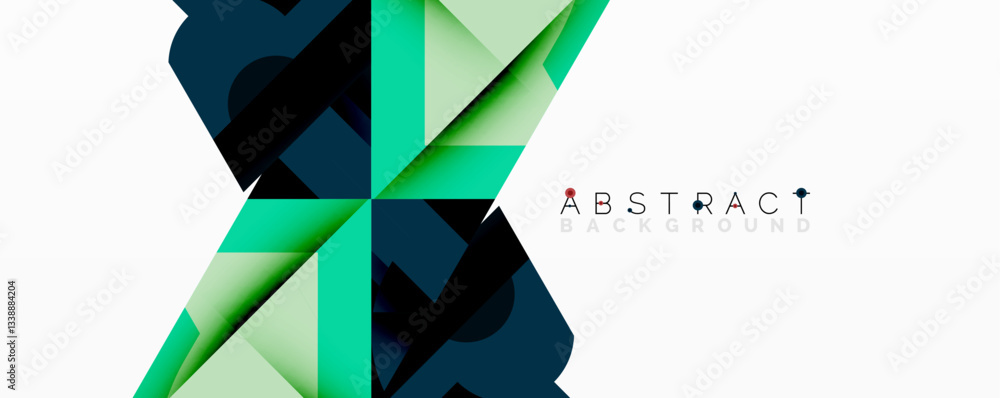 Poster Abstract geometric composition with interlocking circular and angular shapes, featuring smooth gradients and sharp contrasts on a white background