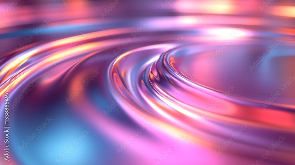 Poster holographic iridescent abstract design featuring colorful concentric rings with sharp edges in a mod
