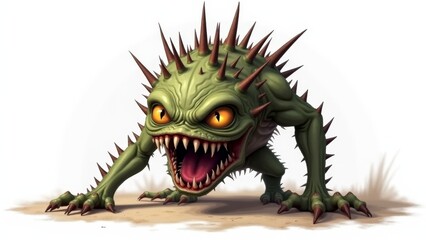 Fototapeta premium Spiked Green Fantasy Monster- Creature Illustration