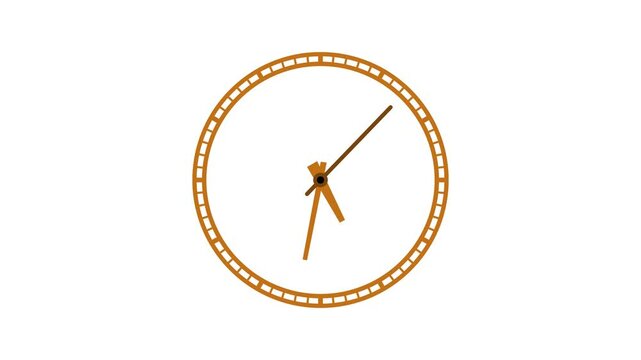 Minimalist Clock isolated animation, Minimalist clock with white hands and border on white background