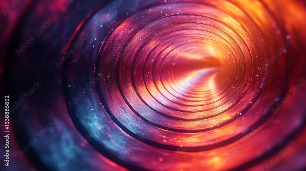 Poster holographic iridescent abstract background featuring colorful concentric rings with sharp edges in a