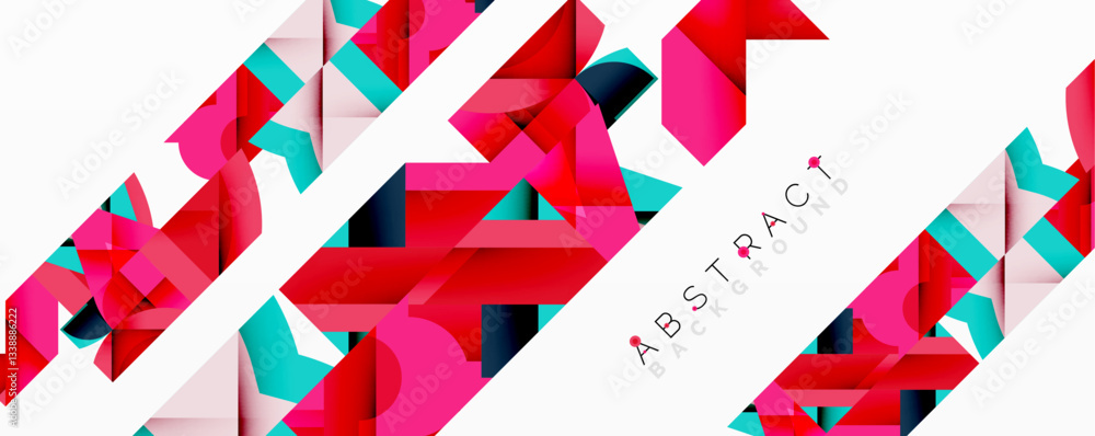 Aufkleber abstract geometric composition with interlocking circular and angular shapes, featuring smooth gradi