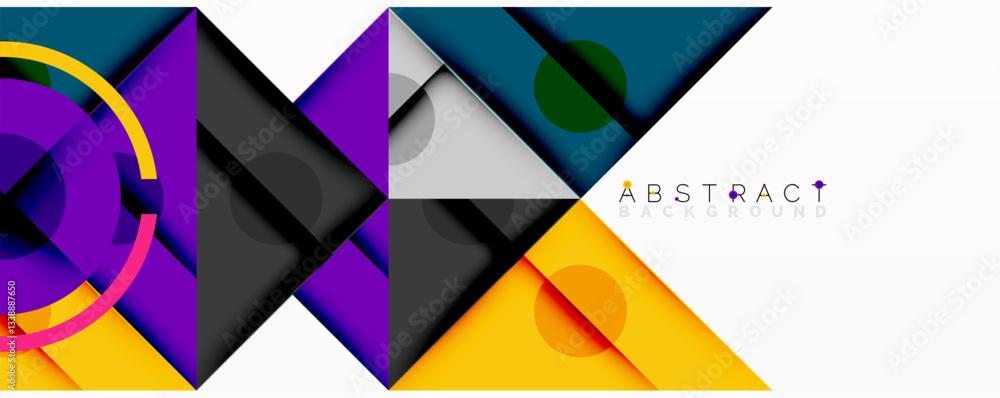 Aufkleber abstract geometric composition with intersecting triangles, circles, and gradients, creating a dynam