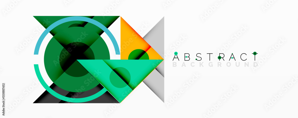 Aufkleber abstract geometric composition with intersecting triangles, circles, and gradients, creating a dynam