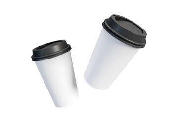 Black and white coffee cup isolated on white