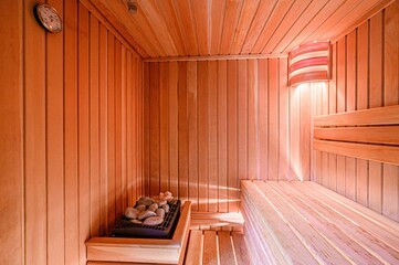 standard interior wooden bath, sauna, steam room